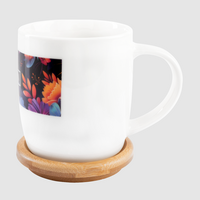 Tasse bedruckt seitlich auf Untersetzer