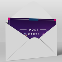 Postkarten mit Briefumschlag , farbig bedruckt, aufgestellt