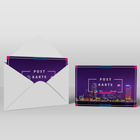 Postkarten mit Briefumschlag, farbig bedruckt, aufgestellt