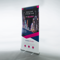 Bannerdisplay, farbig bedruckt, aufgestellt