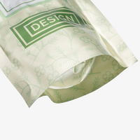 Recycelbarer Folien-Standbodenbeutel 9 x 16 x 6 cm mit individuellem Boden und Ausgießer, von unten (Abb. mit Weißdruck)