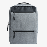Rucksack mit 2 Vordertaschen inkl. USB-Anschluss grau