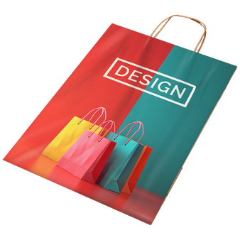 Rundum bedruckte Papiertragetasche mit Papierkordeln, 24 x 34 x 9 cm, 4/0-farbig + Weißdruck