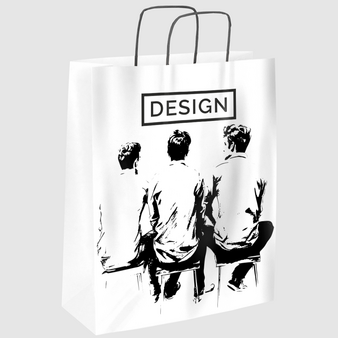 Rundum bedruckte Papiertragetasche mit Papierkordeln, 32 x 40 x 12 cm, 1/0-farbig