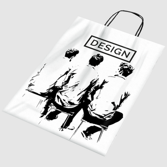 Rundum bedruckte Papiertragetasche mit Papierkordeln, 32 x 40 x 12 cm, 1/0-farbig