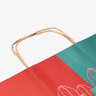 Rundum bedruckte Papiertragetasche mit Papierkordeln, 32 x 40 x 12 cm, 4/0-farbig