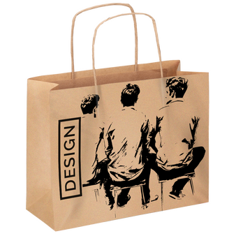 Rundum bedruckte Papiertragetasche mit Papierkordeln, 48 x 35 x 13 cm, 1/0-farbig