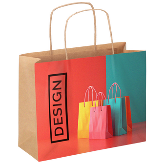 Rundum bedruckte Papiertragetasche mit Papierkordeln, 48 x 35 x 13 cm, 4/0-farbig