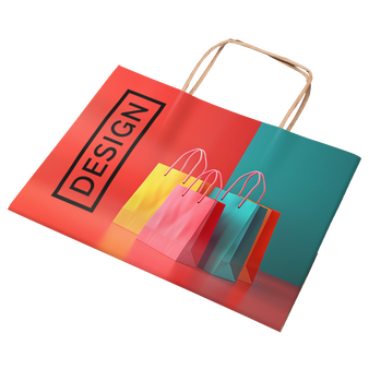 Rundum bedruckte Papiertragetasche mit Papierkordeln, 48 x 35 x 13 cm, 4/0-farbig