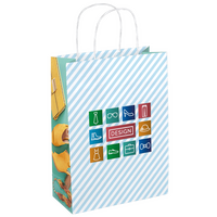 Rundumbedruckte Papiertragetasche in M mit Papierkordeln, 26 x 34 x 14 cm, 4/0-farbig