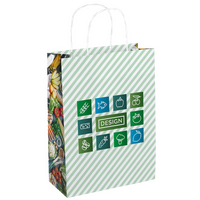 Rundumbedruckte Papiertragetasche in S mit Papierkordeln, 22 x 30 x 10 cm, 4/0-farbig