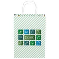 Rundumbedruckte Papiertragetasche in S mit Papierkordeln, 22 x 30 x 10 cm, 4/0-farbig