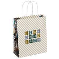 Rundumbedruckte Papiertragetasche in XS mit Papierkordeln, 19 x 22,5 x 8 cm, 4/0-farbig