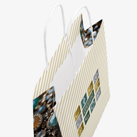 Rundumbedruckte Papiertragetasche in XS mit Papierkordeln, 19 x 22,5 x 8 cm, 4/0-farbig