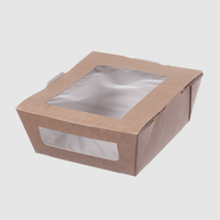 Salatbox eckig mit Sichtfenster 12 x 11 x 4,5 cm, naturbraun, unbedruckt