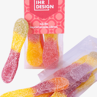 Fruchtgummi, farbig bedruckt, details