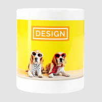 Tasse mit Hundefoto frontal