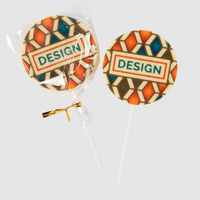 Schoko-Lolli, 4/0-farbig einseitig bedruckt, Motiv, verpackt und geöffnet