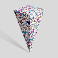 Schultüte, farbig bedruckt, stehend, weiß