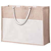 Shopper aus Jute mit farbigem Fach
