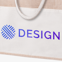 Shopper aus Jute mit farbigem Fach, Detailansicht