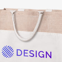 Shopper aus Jute mit farbigem Fach, Detailansicht