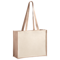 Shopper aus laminierter Jute und Baumwolle mit langen Henkeln