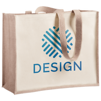 Shopper aus laminierter Jute und Baumwolle mit langen Henkeln