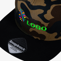 Snapback Camo Cap, mit DREI Stickpositionen, Schirm: Black