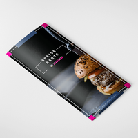 Speisekarte, farbig bedruckt, liegend mit Burger Motiv