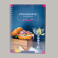 peisekarte mit Metall-Spiralbindung, Vorderseite