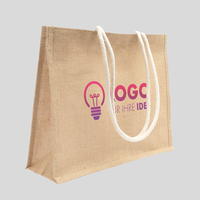 Standard Jutebeutel, einseitig bedruckt, seitliche Ansicht