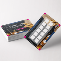 Stempelkarten quer, farbig bedruckt, gestapelt