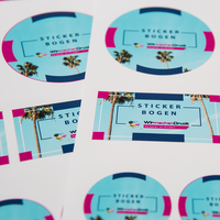 Stickerbogen, farbig bedruckt, verschiedenen Größen, rechteckig, liegend