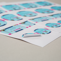Stickerbogen, farbig bedruckt, verschiedenen Größe, rechteckig