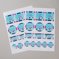 Stickerbogen farbig bedruckt, verschiedenen Größen, rechteckig, liegend