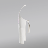 Stoffschürze weiß, farbig bedruckt, stehend, 