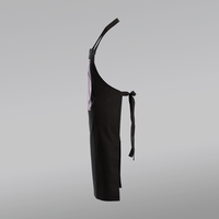 Stoffschürze schwarz, farbig bedruckt, stehend, 