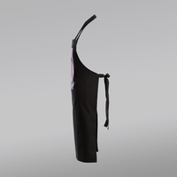 Stoffschuerze schwarz, farbig bedruckt, seitenansicht