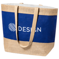 Strandtasche aus laminierter Jute und Baumwolle mit farbigem Streifen