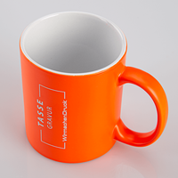 Tasse außen orange, innen WEISS mit einseitiger Lasergravur