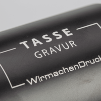 Tasse außen SCHWARZ, innen weiß mit einseitiger Lasergravur