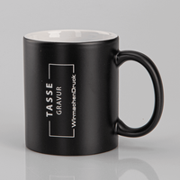 Tasse außen SCHWARZ, innen weiß mit einseitiger Lasergravur