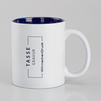 Tasse außen WEISS, innen blau mit einseitiger Lasergravur