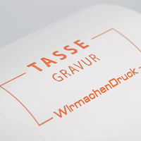 Tasse außen WEISS, innen orange mit einseitiger Lasergravur