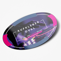 Temperaturbeständige Aufkleber, oval Form, berduckt mit Text