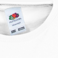 TOPSELLER Kinder-T-Shirt Basic, weiß - Fruit of the Loom, Detail Kragen