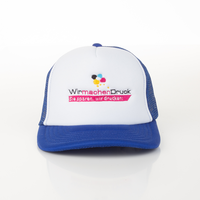 Trucker Cap, farbiges Stickmotiv, liegend, Blau