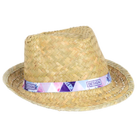 Unisex-Trilby-Palmblatthut mit bedrucktem Hutband