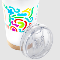 Vakuumisolierter XL-Edelstahlbecher mit Bambusboden bedruckt